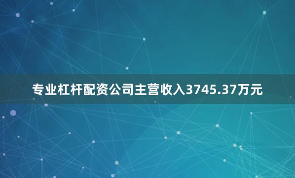 专业杠杆配资公司主营收入3745.37万元